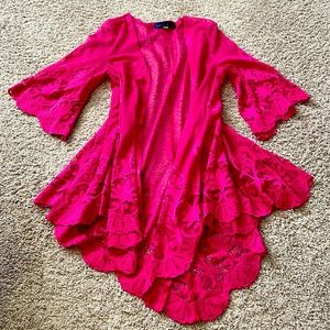Pink lace Womens Kimono